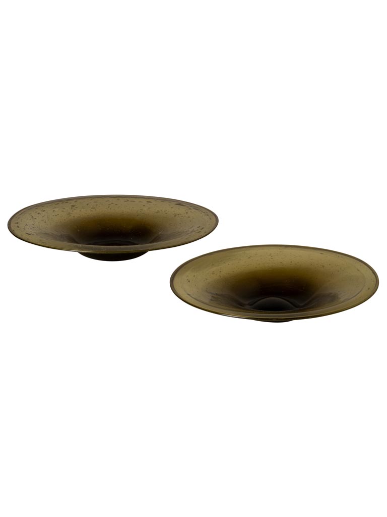 S/2 small deep plates in thin recycled green glass - 2