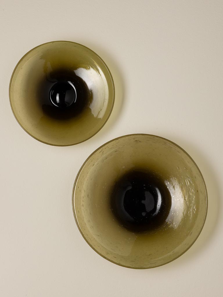 S/2 small deep plates in thin recycled green glass - 3