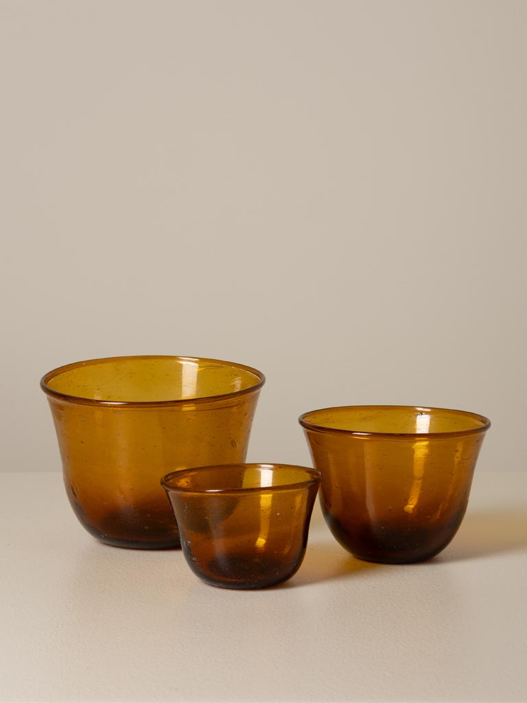 S/3 amber bowls in recycled glass - 1