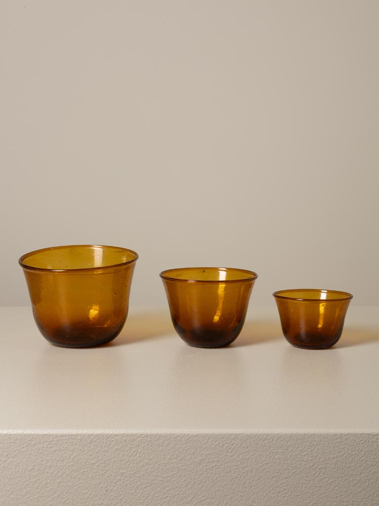S/3 amber bowls in recycled glass - 3