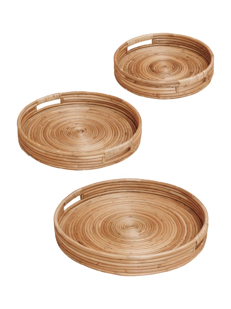 S/3 natural rattan trays - 3