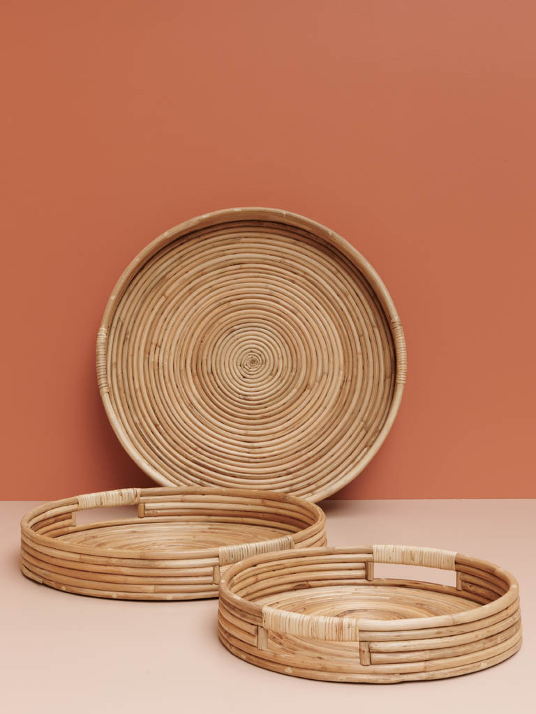 S/3 natural rattan trays - 1