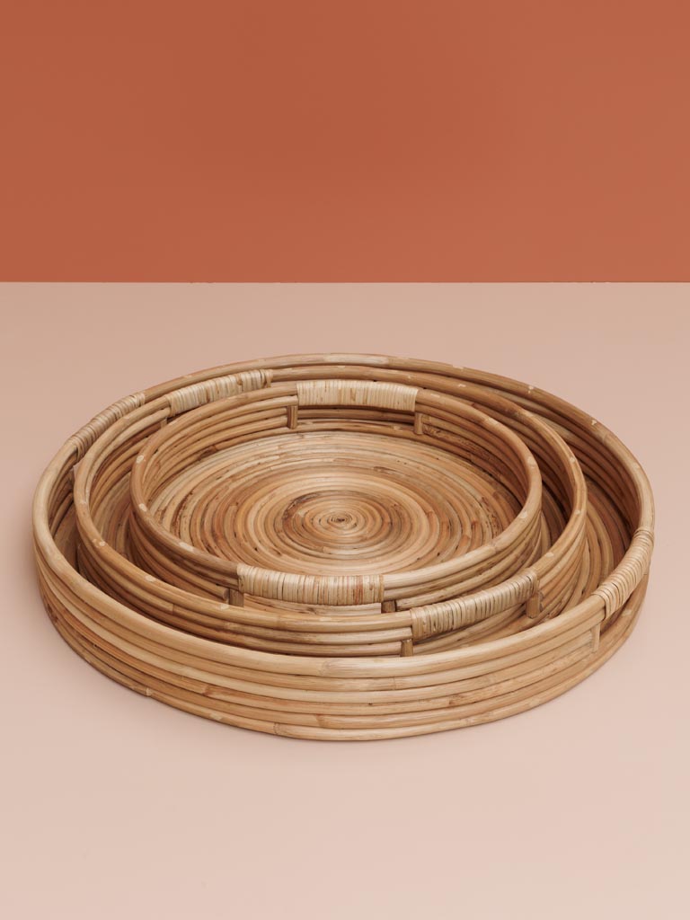 S/3 natural rattan trays - 4