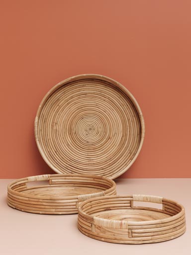 S/3 natural rattan trays