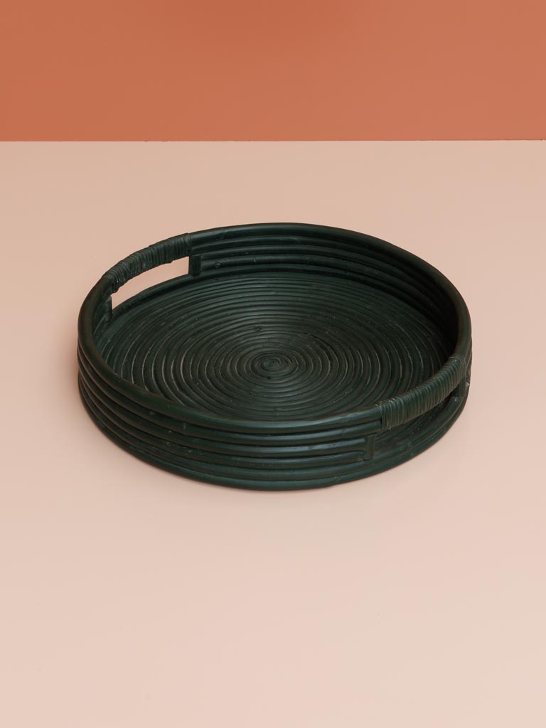 S/2 rattan trays green and black - 4