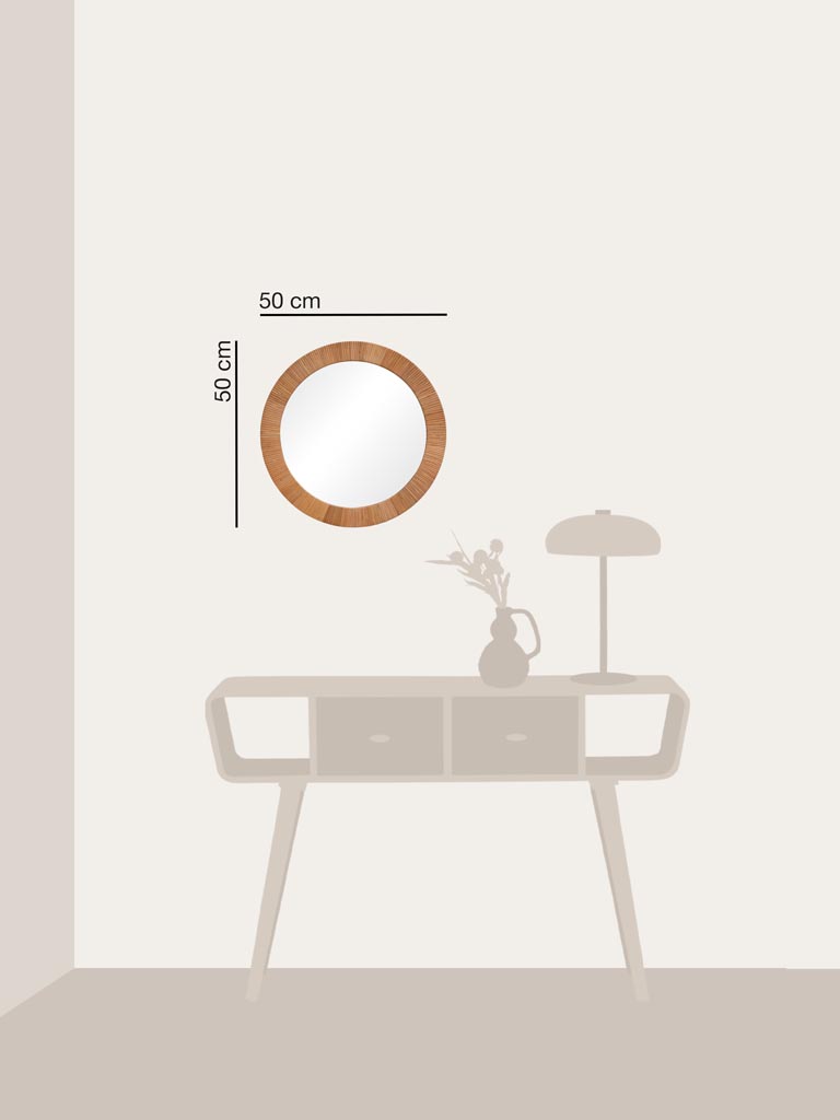 Miroir rond rotin plat Rita - 4