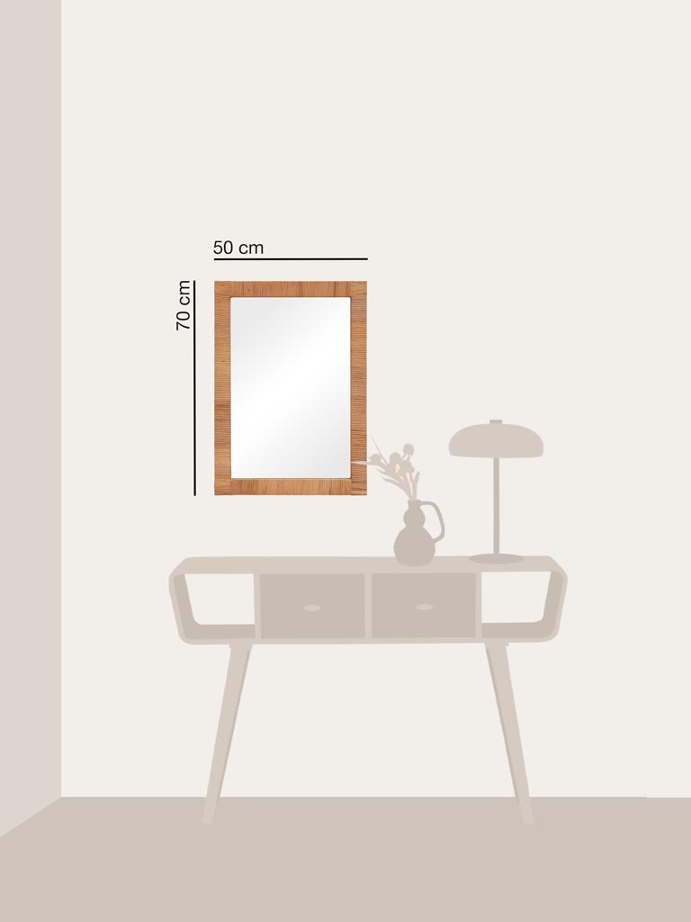 Miroir rectangulaire rotin plat Rita - 4