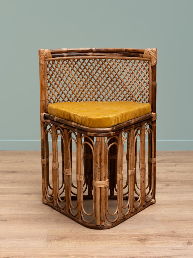 Table ronde & 4 chaises coussin ocre Mandala - 11