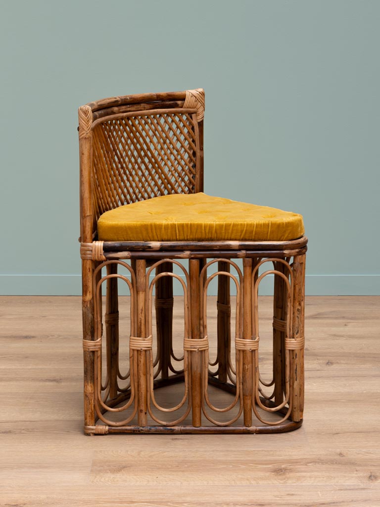 Table ronde & 4 chaises coussin ocre Mandala - 8