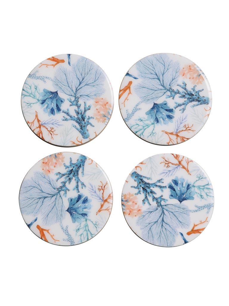 S/4 enamelled mango coasters Coral - 2