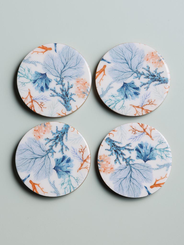 S/4 sous-verres manguier émaillé Coraux - 3