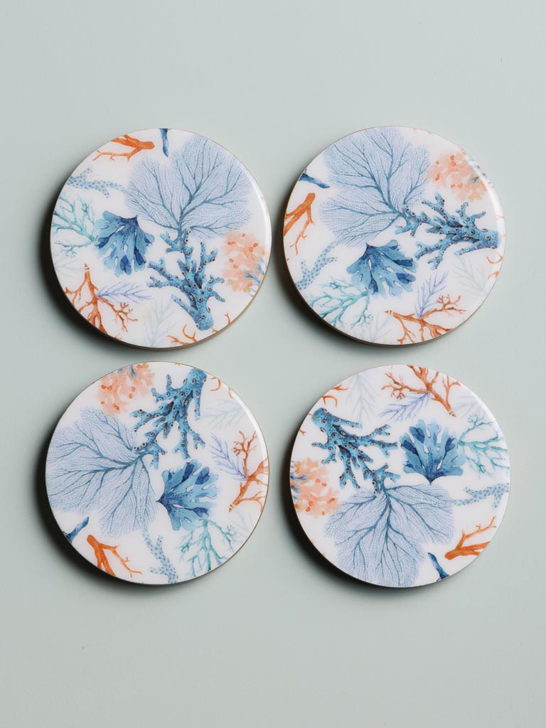 S/4 enamelled mango coasters Coral - 3