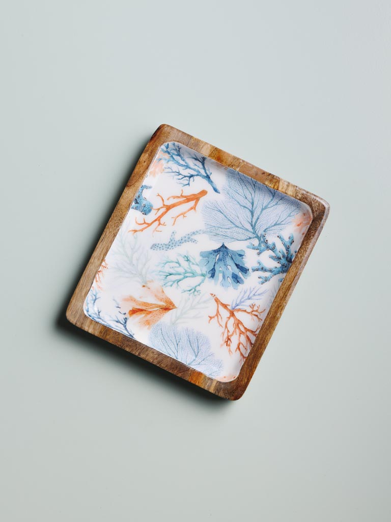 Enamelled mango rectangle tray Coral - 1