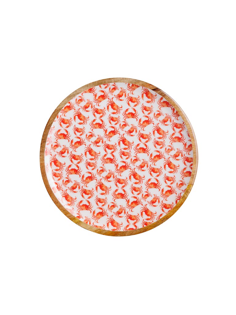 Round enamelled mango tray Coral - 2