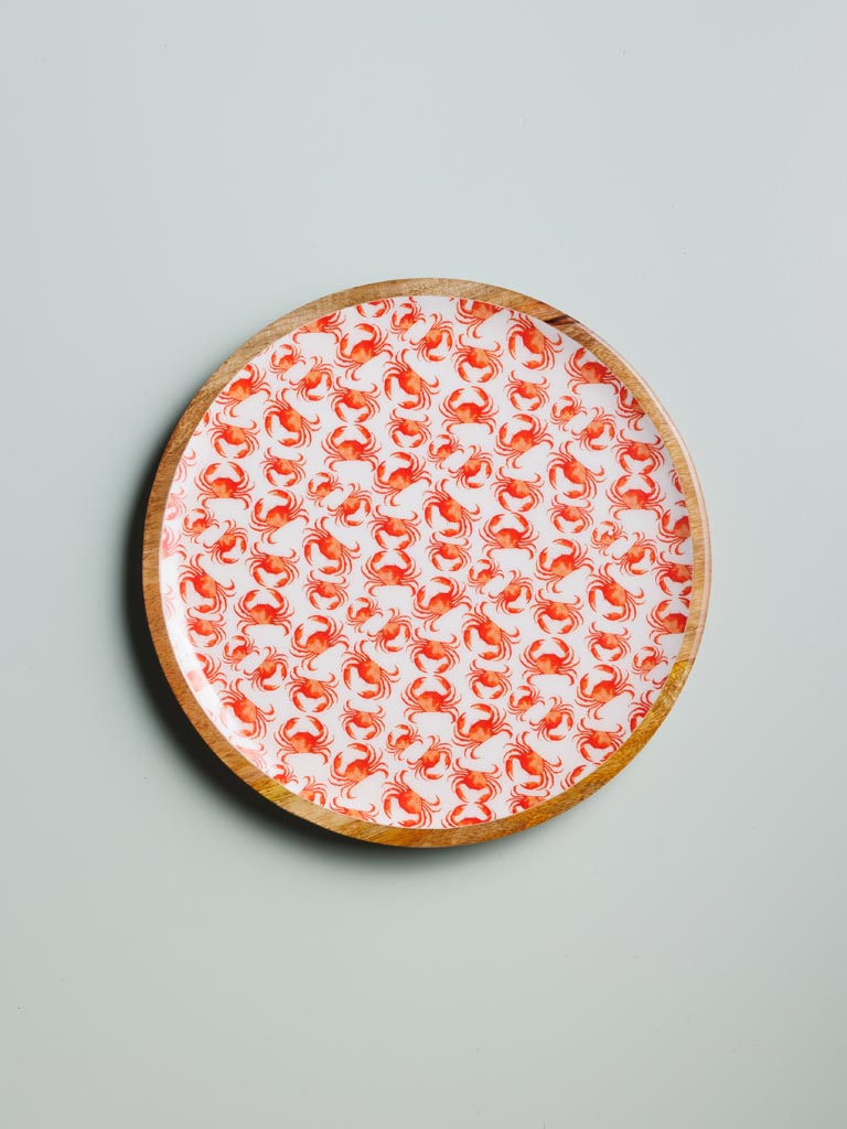 Round enamelled mango tray Crabs - 1