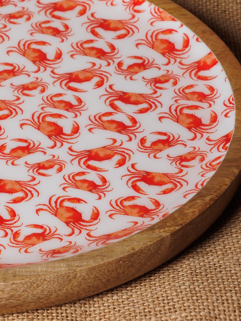 Round enamelled mango tray Coral - 5