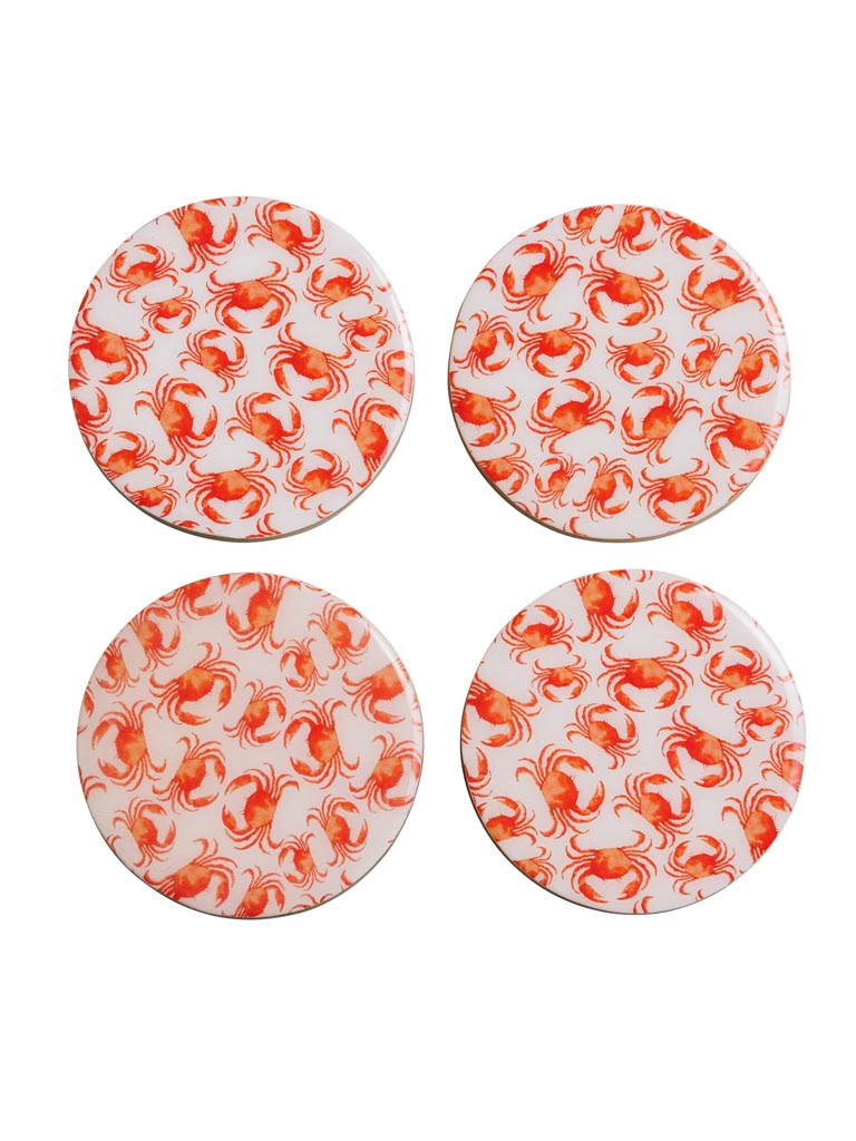 S/4 enamelled mango coasters Crabs - 2