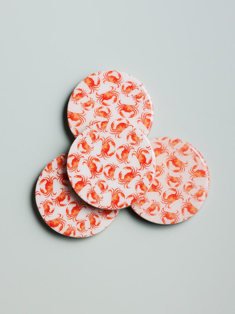 S/4 enamelled mango coasters Crabs - 1