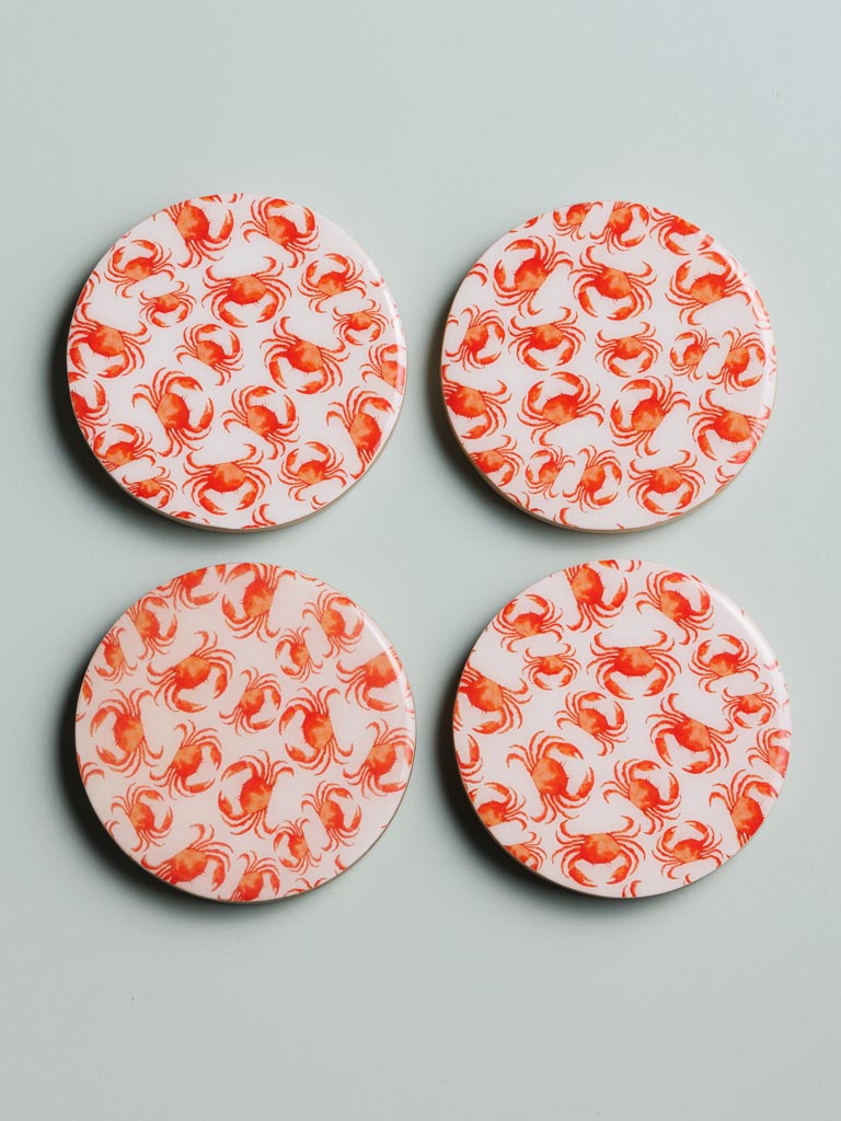 S/4 enamelled mango coasters Crabs - 3