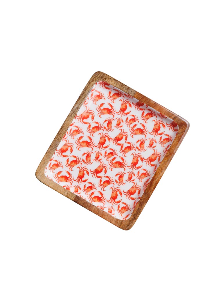Enamelled mango rectangle tray Crabs - 2