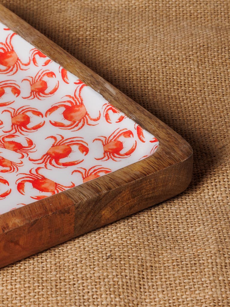 Enamelled mango rectangle tray Crabs - 3