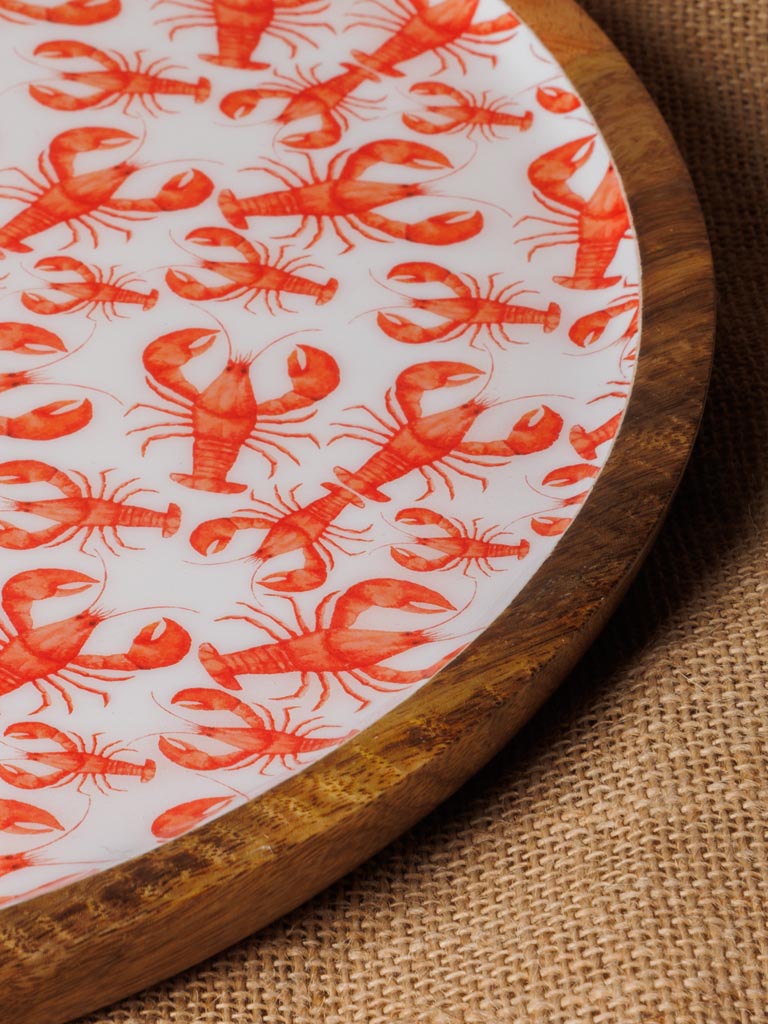 Large round enamelled mango tray Lobsters - 5