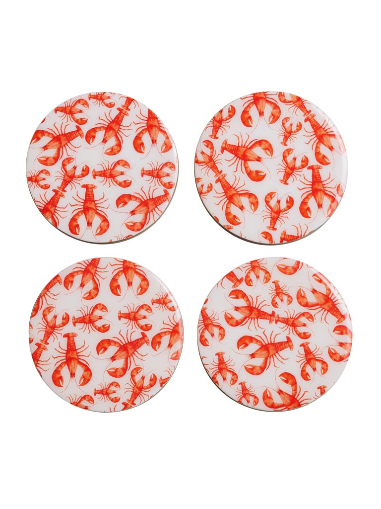 S/4 enamelled mango coasters Lobsters - 2