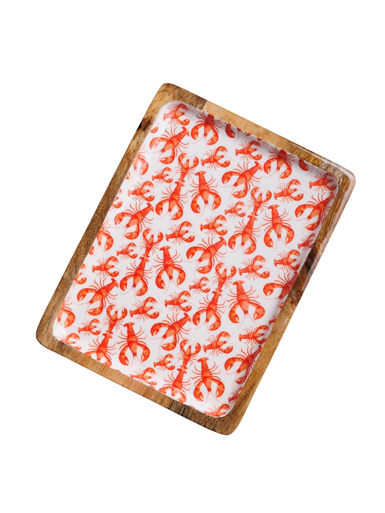 Large enamelled mango rectangle tray Lobsters - 2