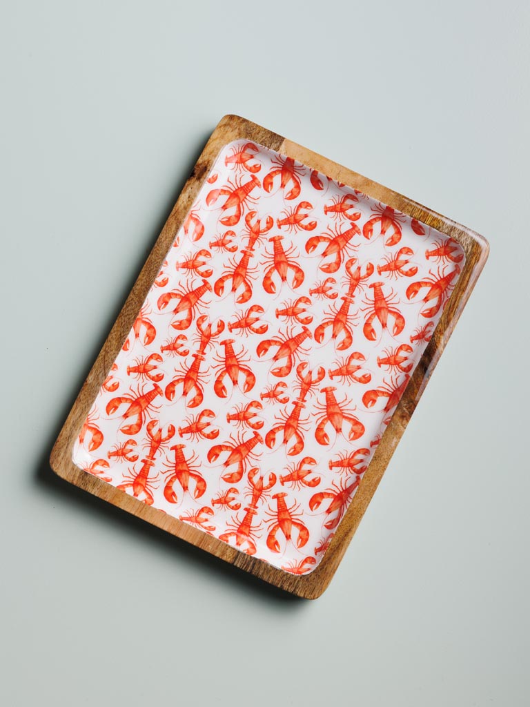 Large enamelled mango rectangle tray Lobsters - 1