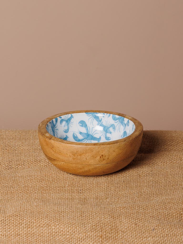 Small enamelled mango bowl Blue lobsters - 1