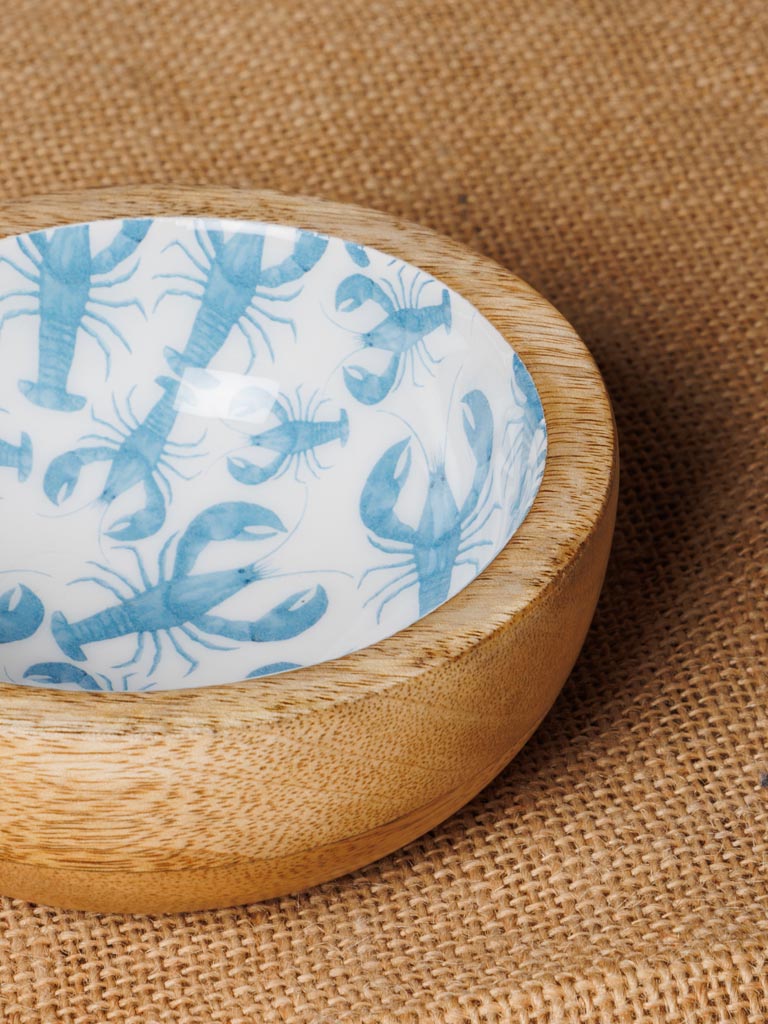 Small enamelled mango bowl Blue lobsters - 3