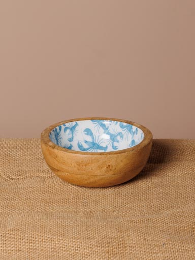 Small enamelled mango bowl Blue lobsters
