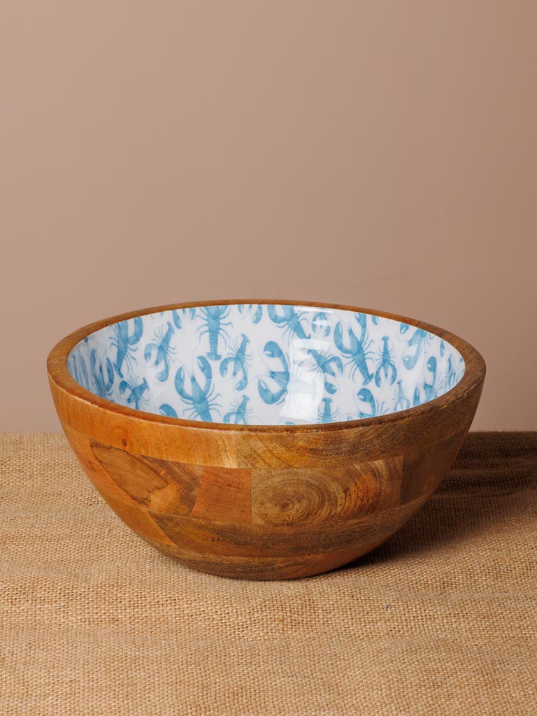 Enamelled mango salad bowl Blue Lobsters - 1