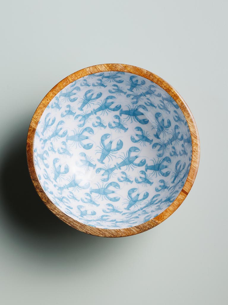 Enamelled mango salad bowl Blue Lobsters - 5