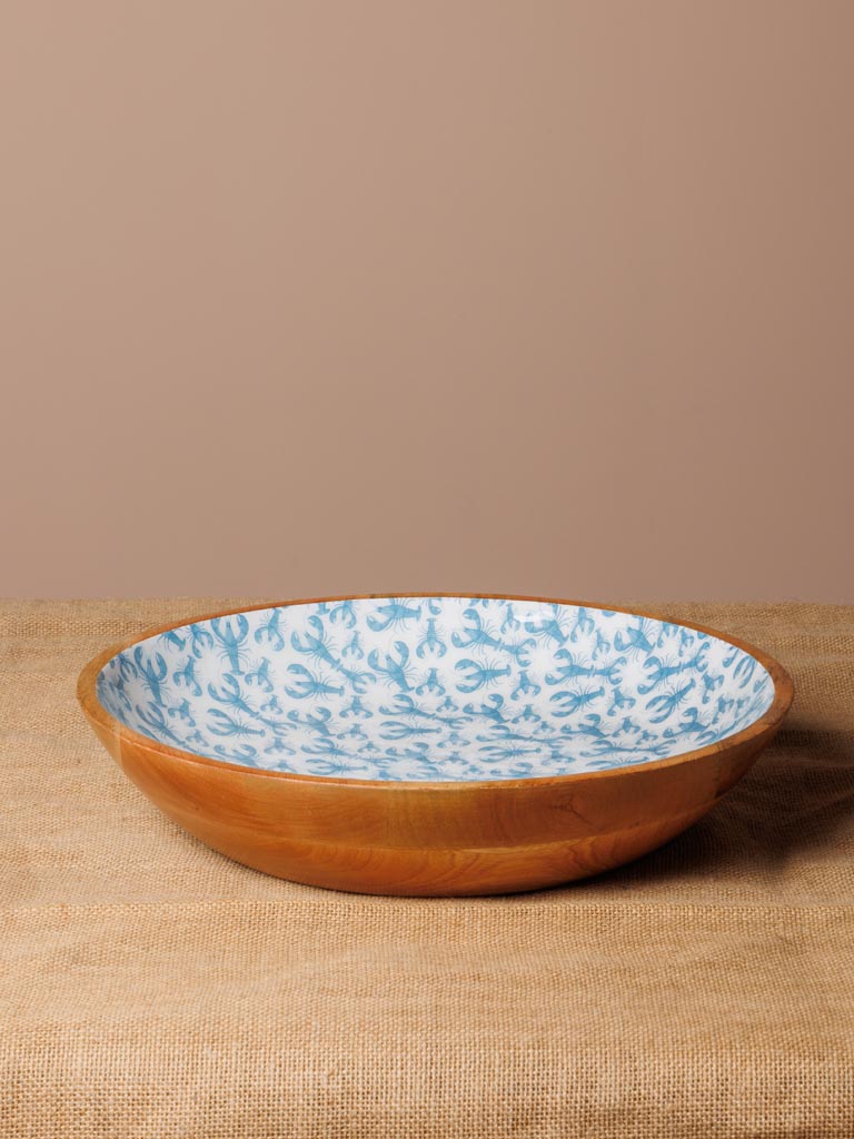 XL enamelled mango bowl Blue Lobsters - 1