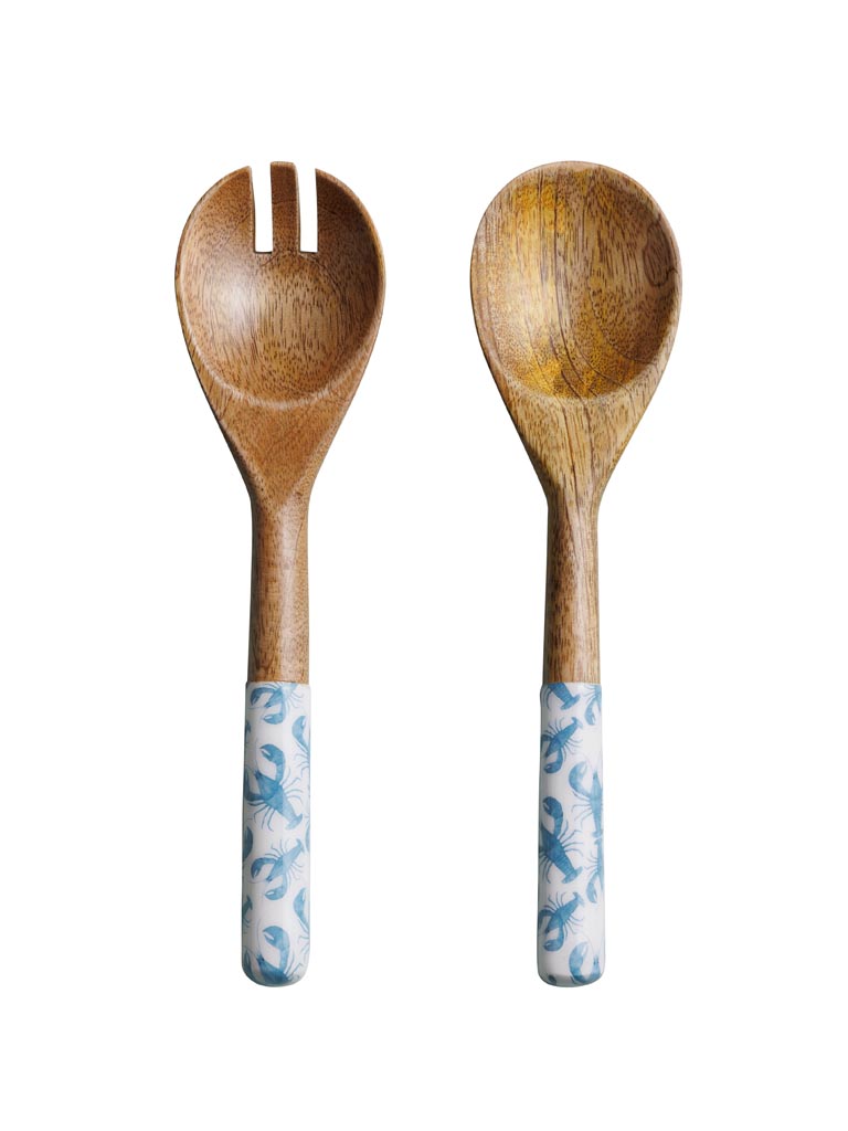 Enamelled mango salad servers Blue Lobsters - 2