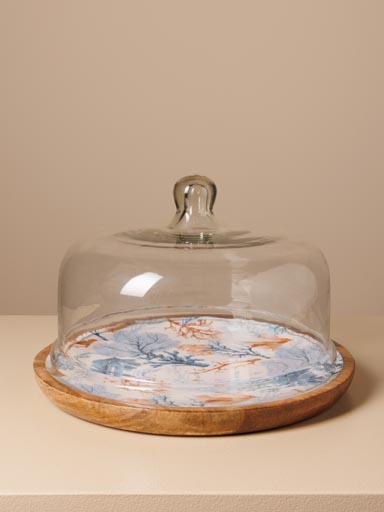 Large round cake tray with cover Coral