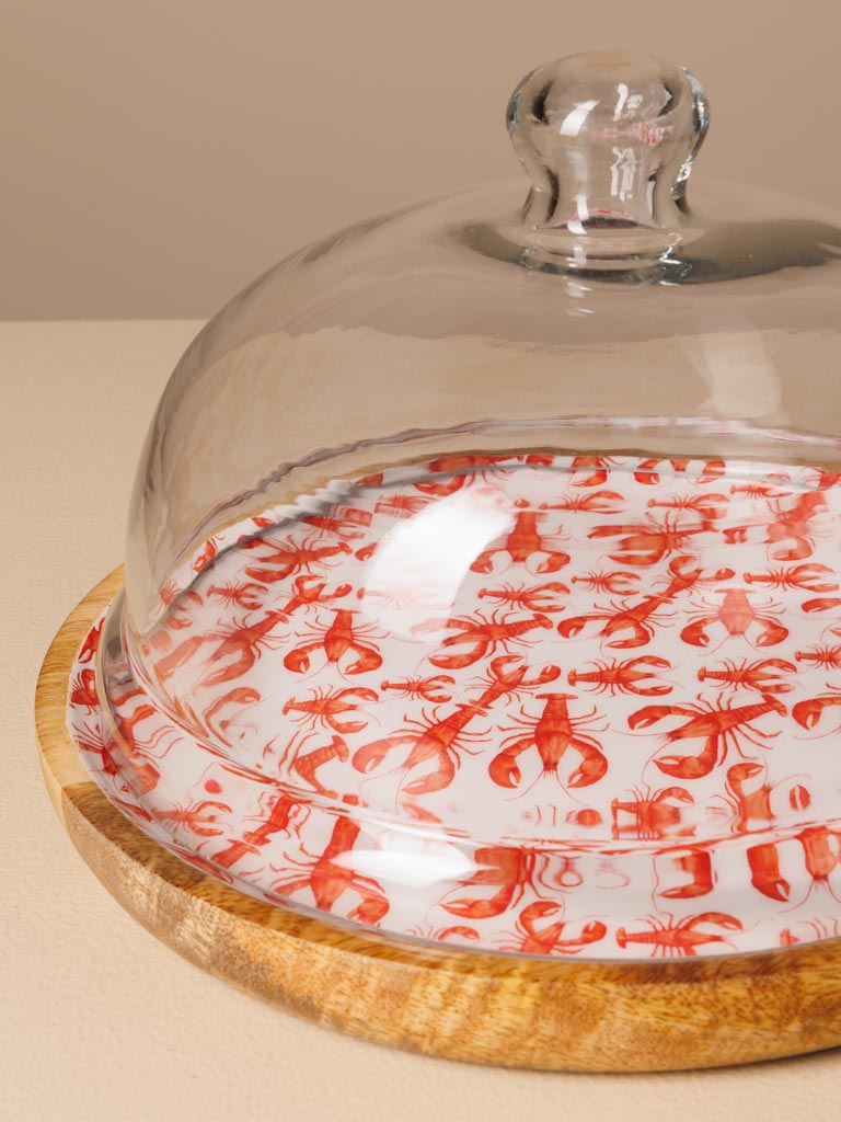 Small round cake tray with cover Lobsters - 3