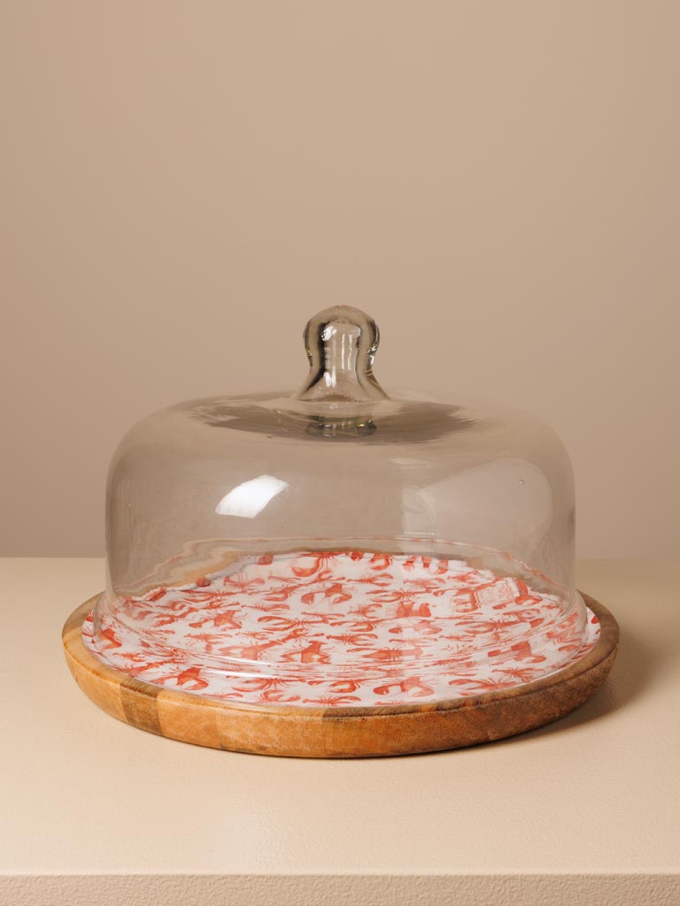 Large round cake tray with cover Lobsters - 1
