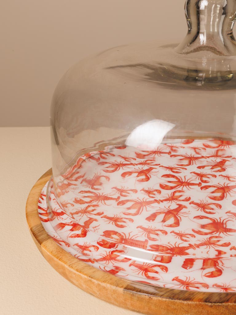 Large round cake tray with cover Lobsters - 3