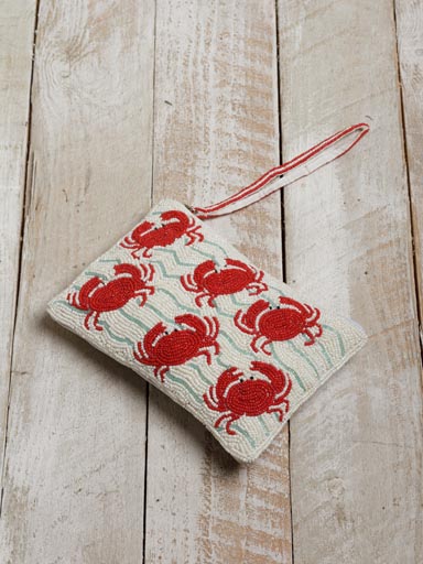 Purse with beaded crabs