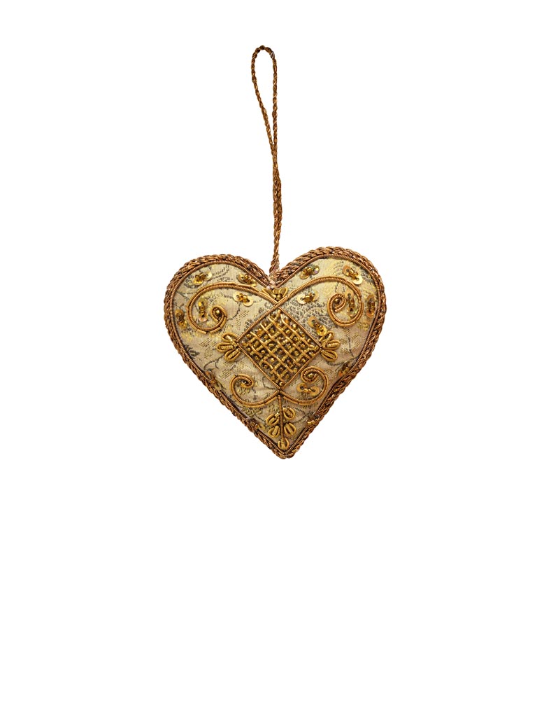 Embroidered golden hanging heart - 2