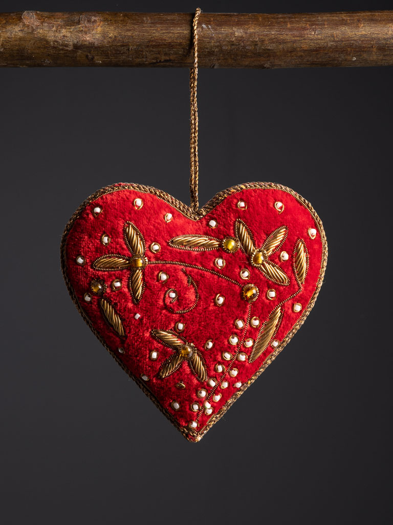 Embroidered velvet heart - 1
