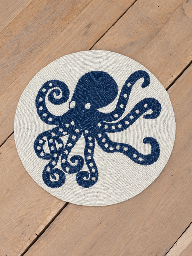 Round placemat with blue octopus - 1