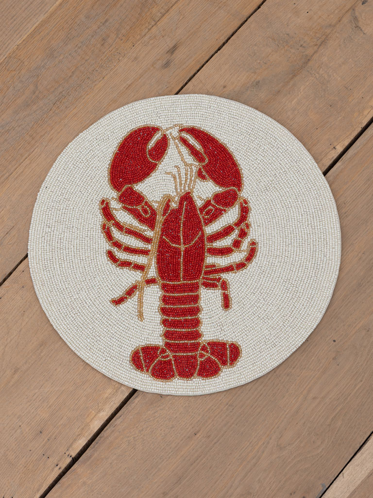 Round placemat with red beaded lobster - 1