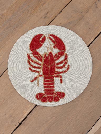 Round placemat with red beaded lobster