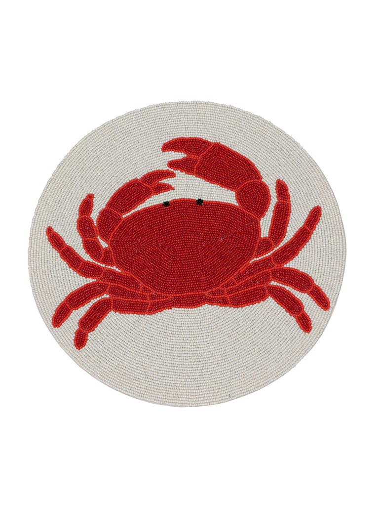 Round placemat with red beaded crab - 2