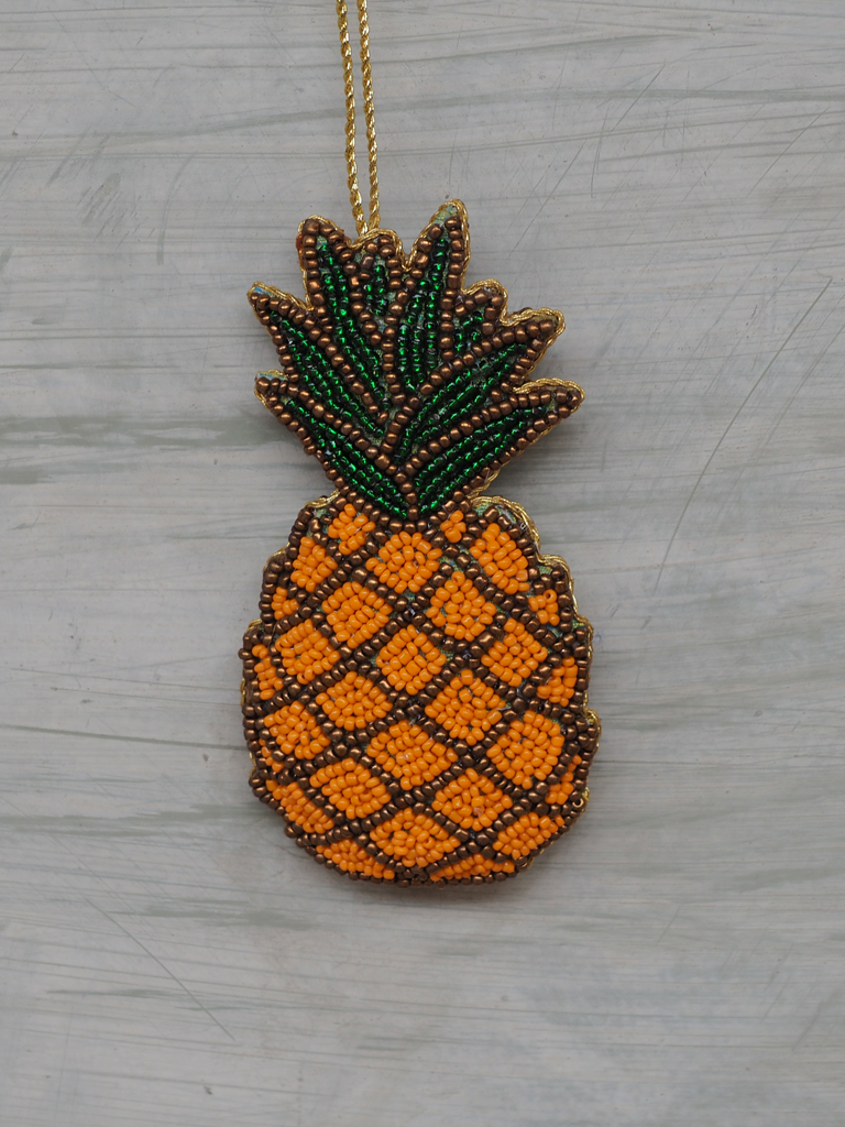 Hanging beaded orange pineapple - 1