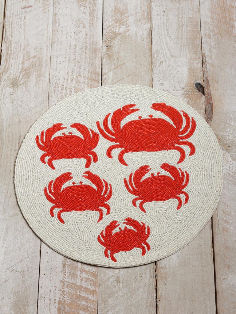 Round placemat 5 red crabs - 1