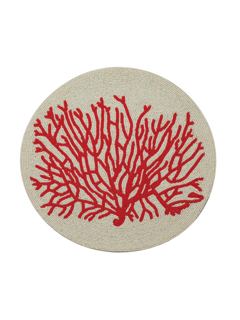 Round placemat with red beaded coral - 2